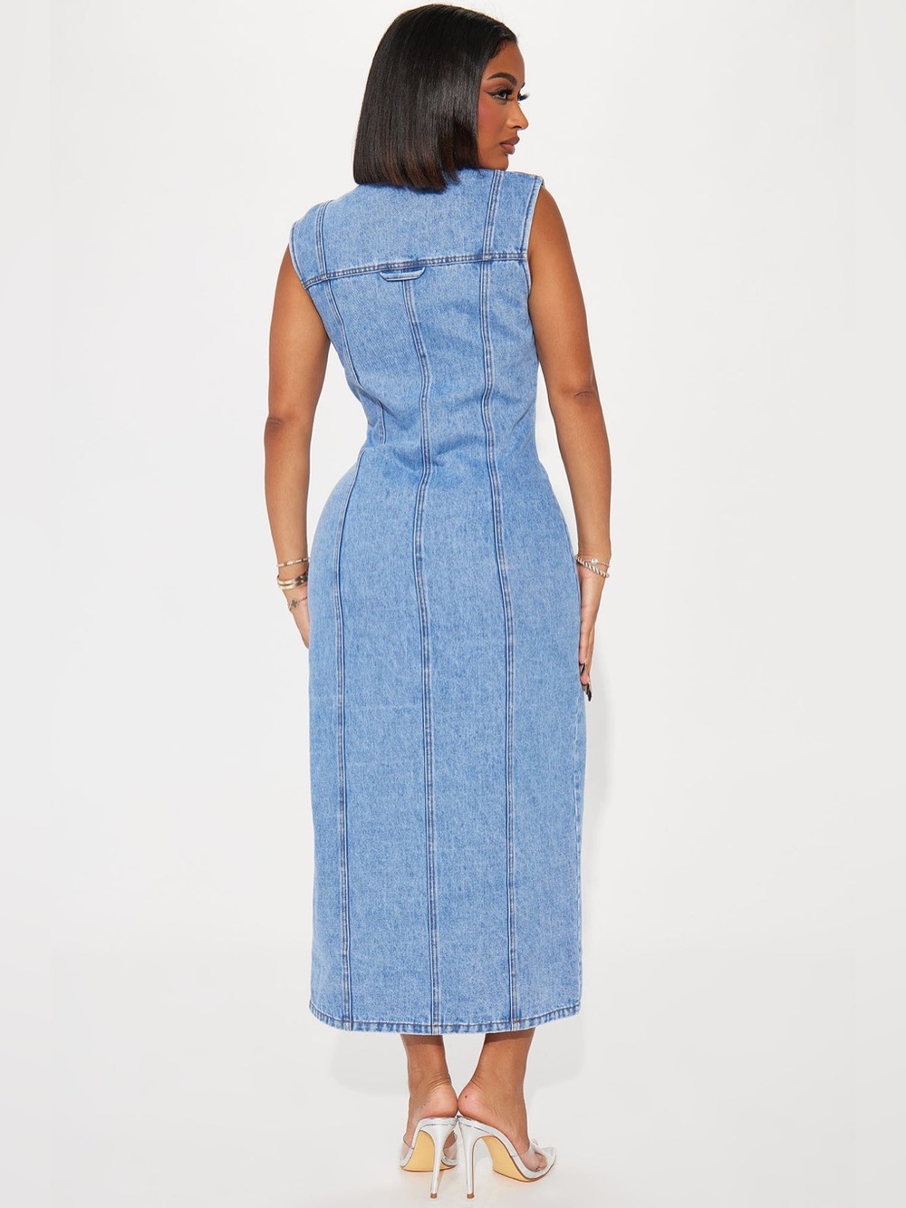 FASHION NOVA TALLAHASSEE DENIM MAXI size M - Picture 2 of 7